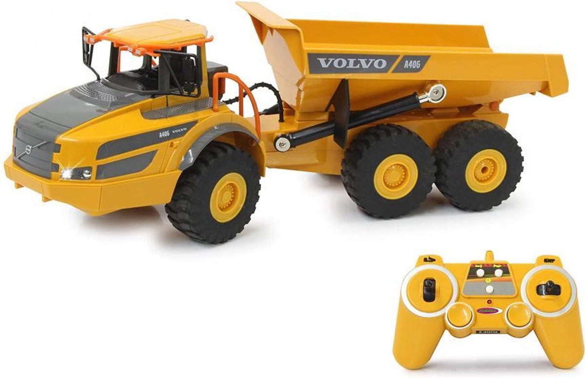 knikdumper RC Volvo A40G 39,5 x 13,2 cm rubber geel