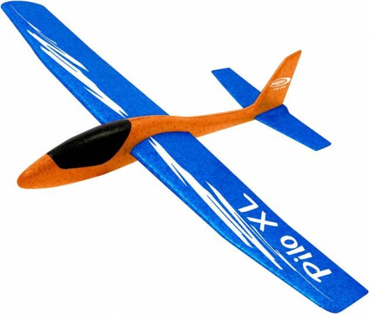 werpvliegtuig Pilo XL junior 68 cm schuim oranje/blauw