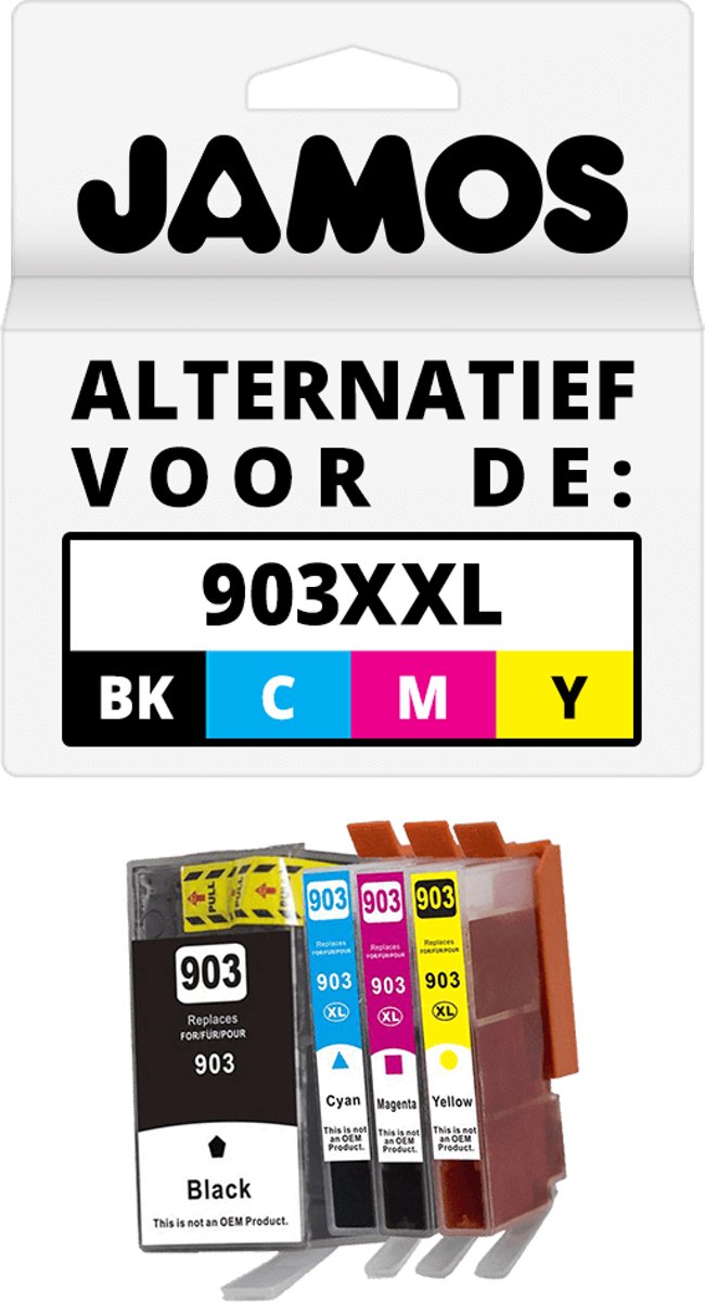 JAMOS - Inktcartridge/ alternatief voor de HP 903XXL Zwart & Kleuren Voordeelset