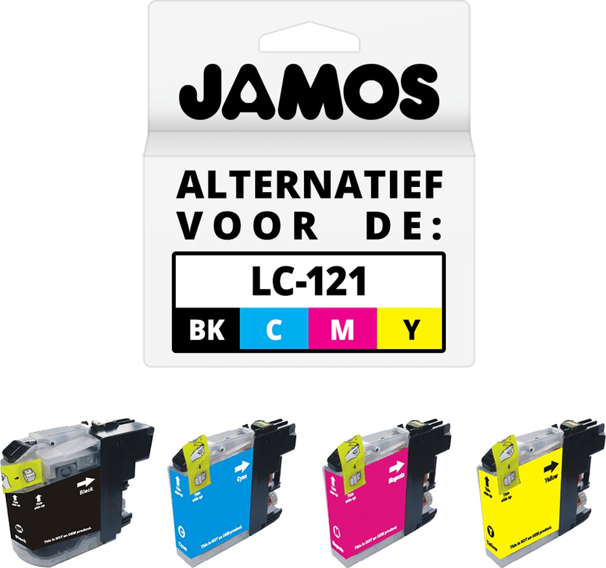 JAMOS - Inktcartridges / Alternatief voor de Brother LC-121 Zwart & Kleuren Voordeelset