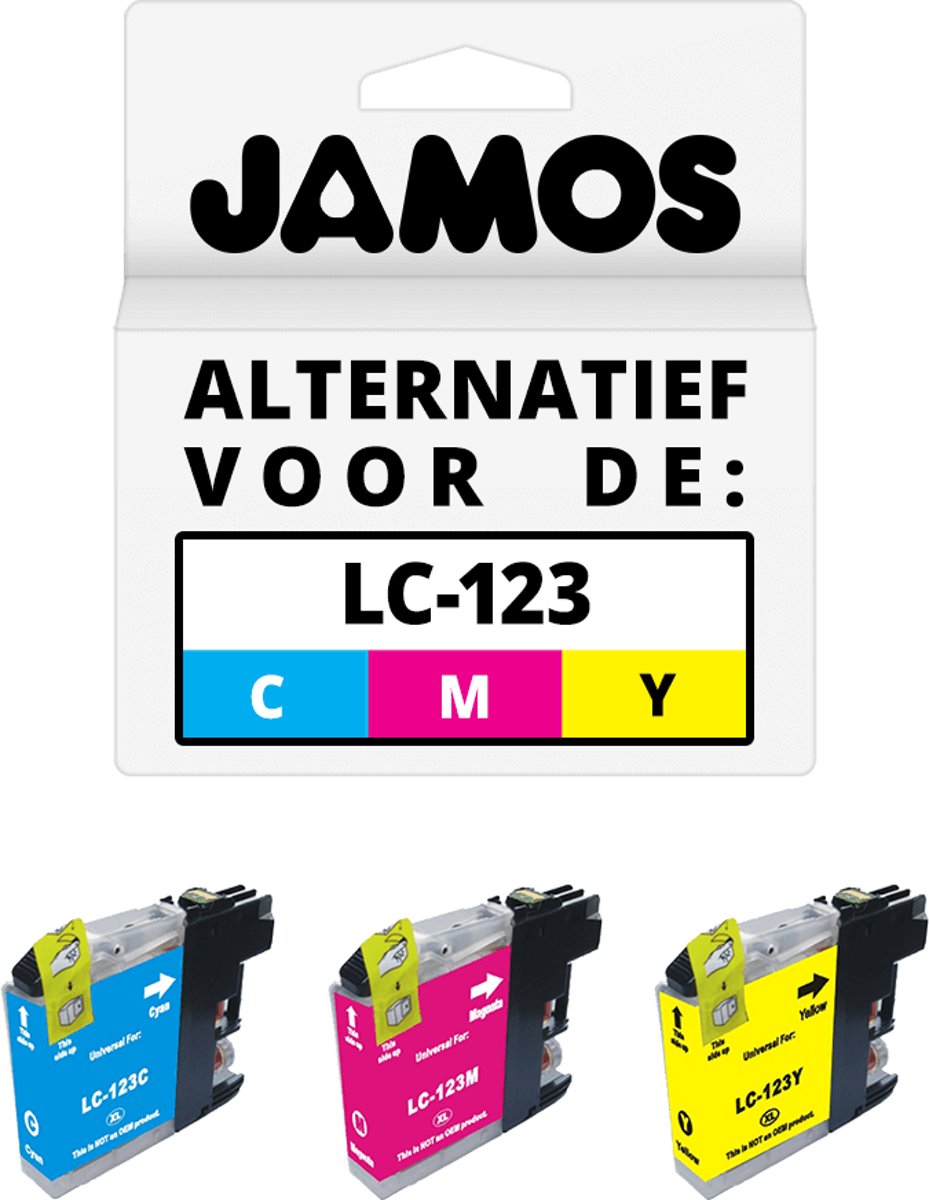 JAMOS - Inktcartridges / Alternatief voor de Brother LC-123 CMY Kleuren Set