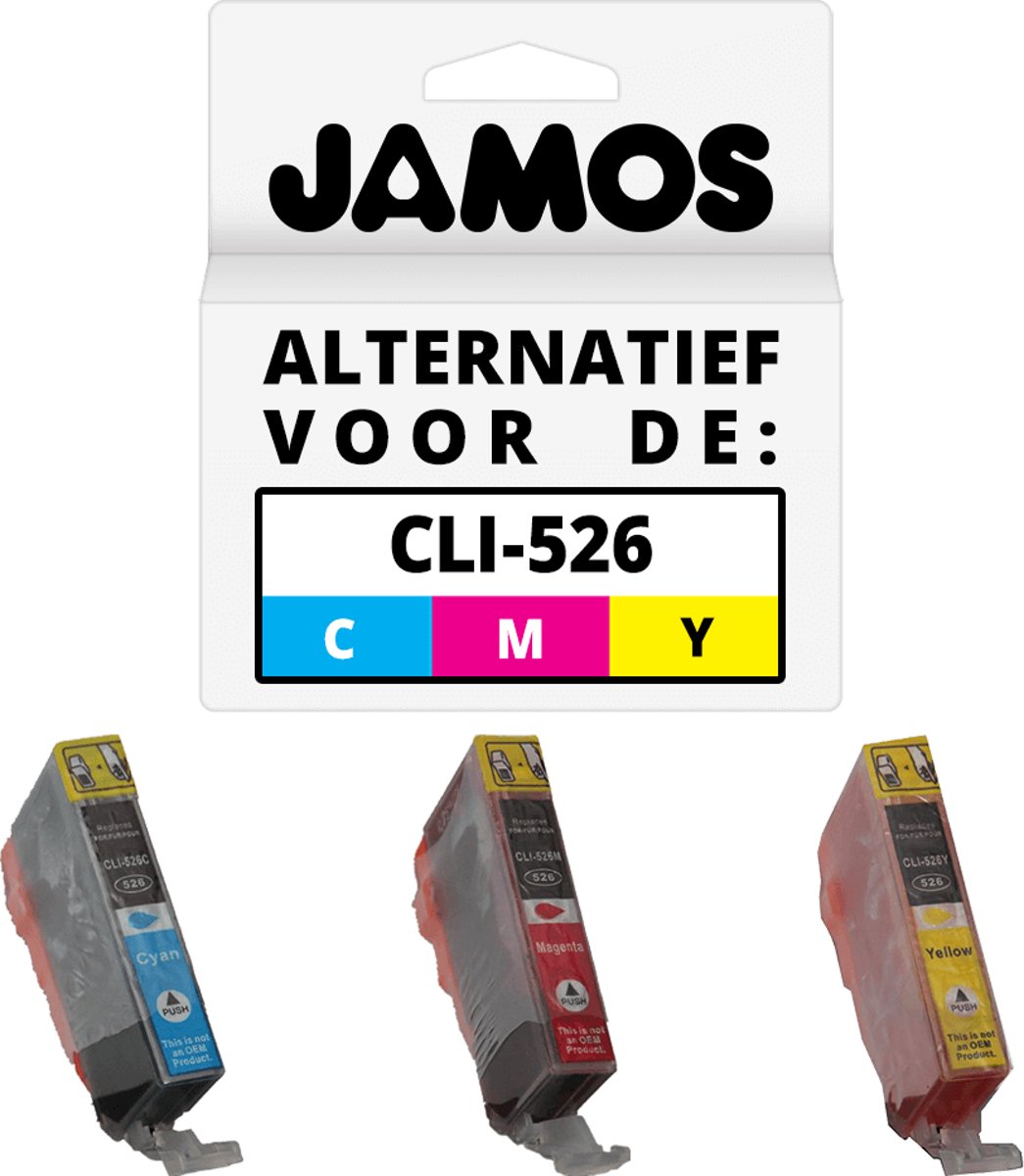 JAMOS - Inktcartridges / Alternatief voor de Canon CLI-526CMY Kleuren Voordeelset