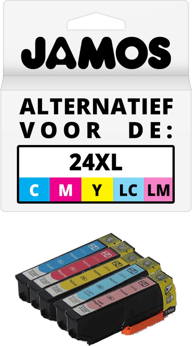 JAMOS - Inktcartridges / Alternatief voor de Epson 24XL CMYLCLM Kleuren Voordeelset