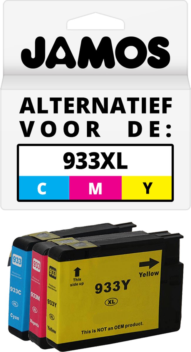 JAMOS - Inktcartridges / Alternatief voor de HP 933XL CMY Kleuren Voordeelset