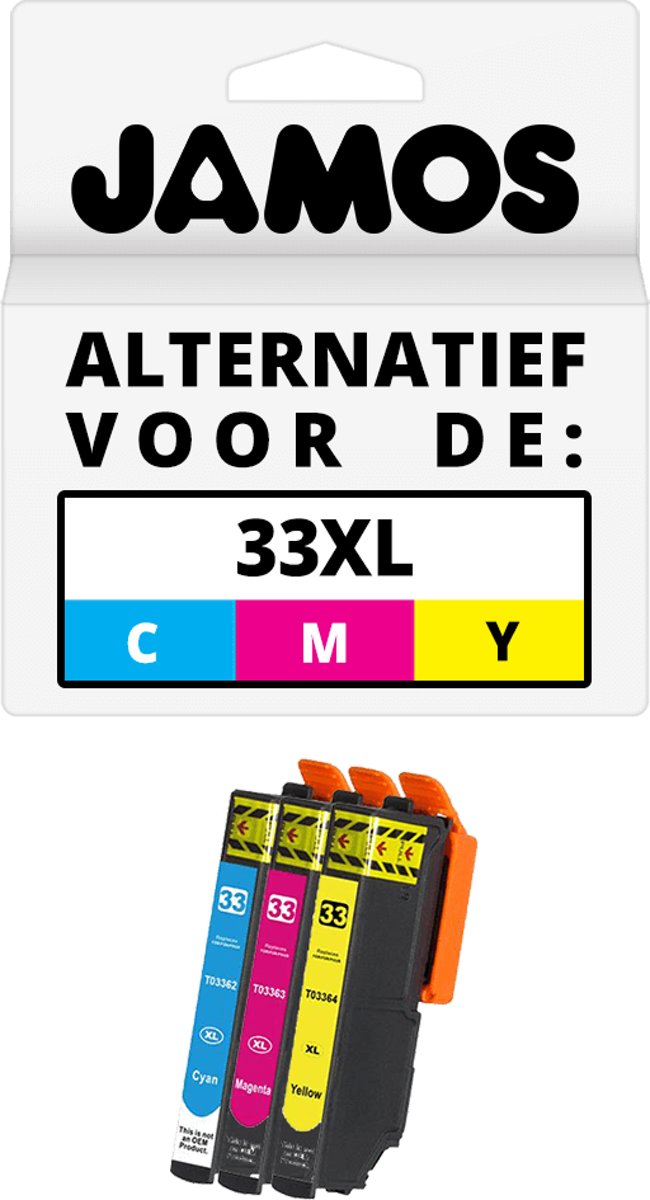 Jamos - Inktcartridge / Alternatief voor de Epson 33XL CMY Kleuren Set