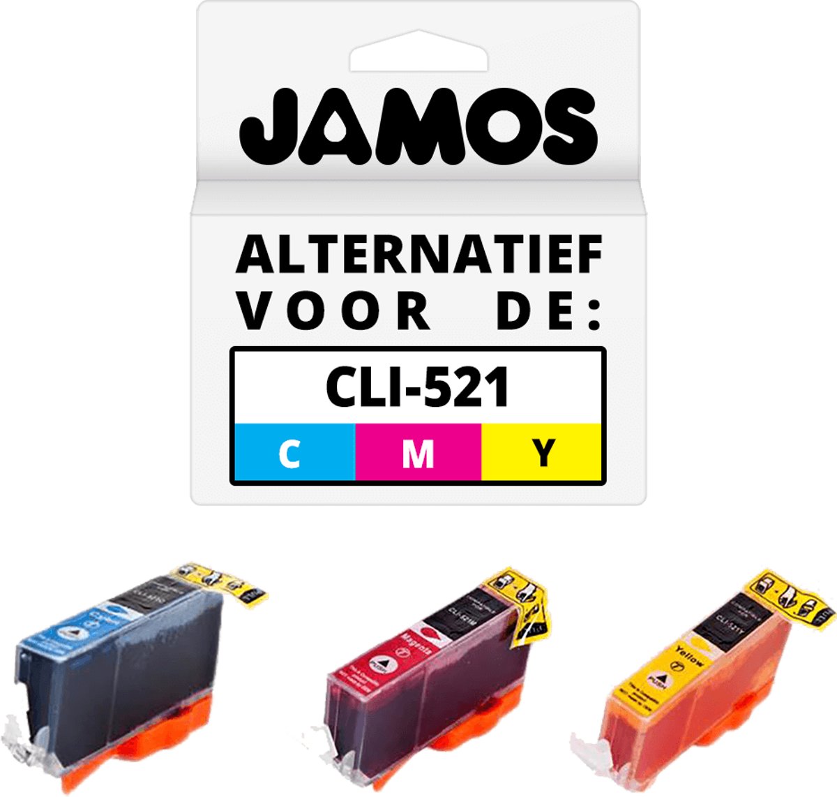 Jamos - Inktcartridges / Alternatief voor de Canon CLI-521C/M/Y Cyaan / Magenta / Geel Voordeelset