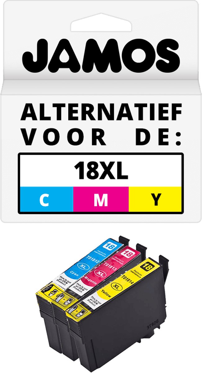 Jamos - Inktcartridges / Alternatief voor de Epson 18XL CMY Kleuren Set