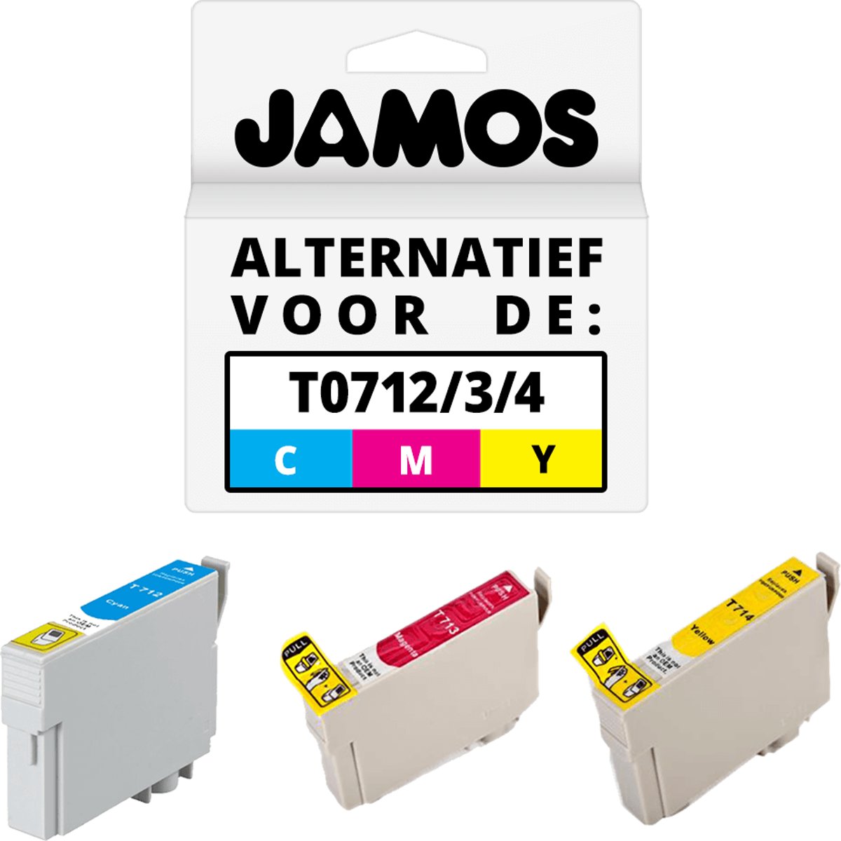 Jamos - Inktcartridges / Alternatief voor de Epson T0712 T0713 T0714 Kleuren CMY Set