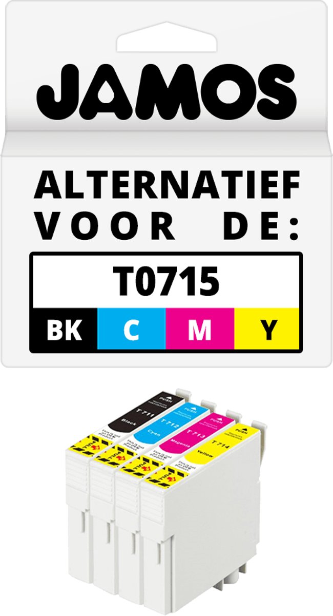 Jamos - Inktcartridges / Alternatief voor de Epson T0715 Zwart & Kleuren Set