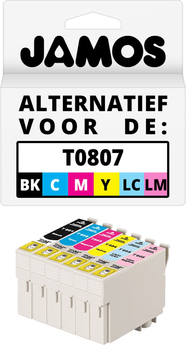 Jamos - Inktcartridges / Alternatief voor de Epson T0807 Zwart & Kleuren Set