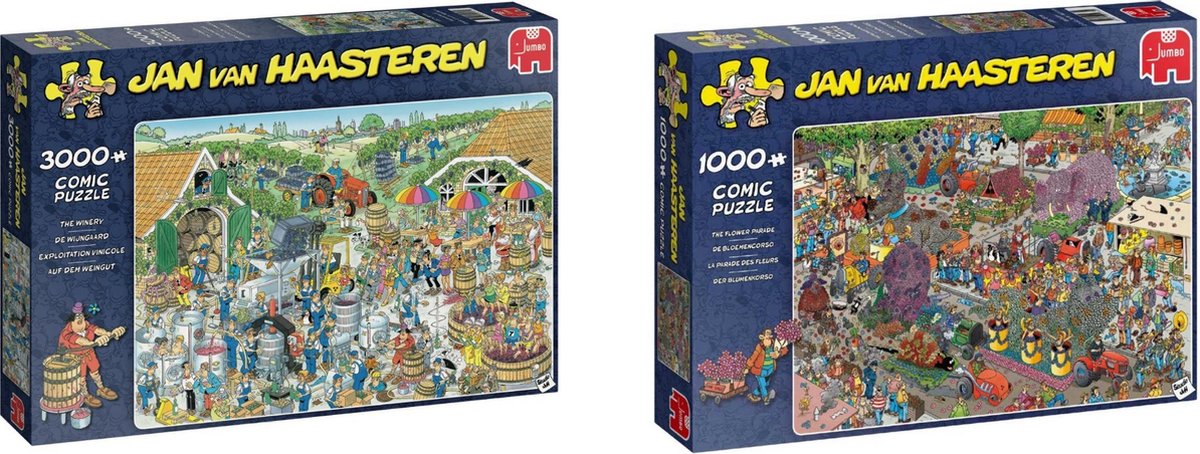 Jan van Haasteren - Puzzelset - De Wijnmakerij 3000 stukjes & Bloemenparade 1000 stukjes