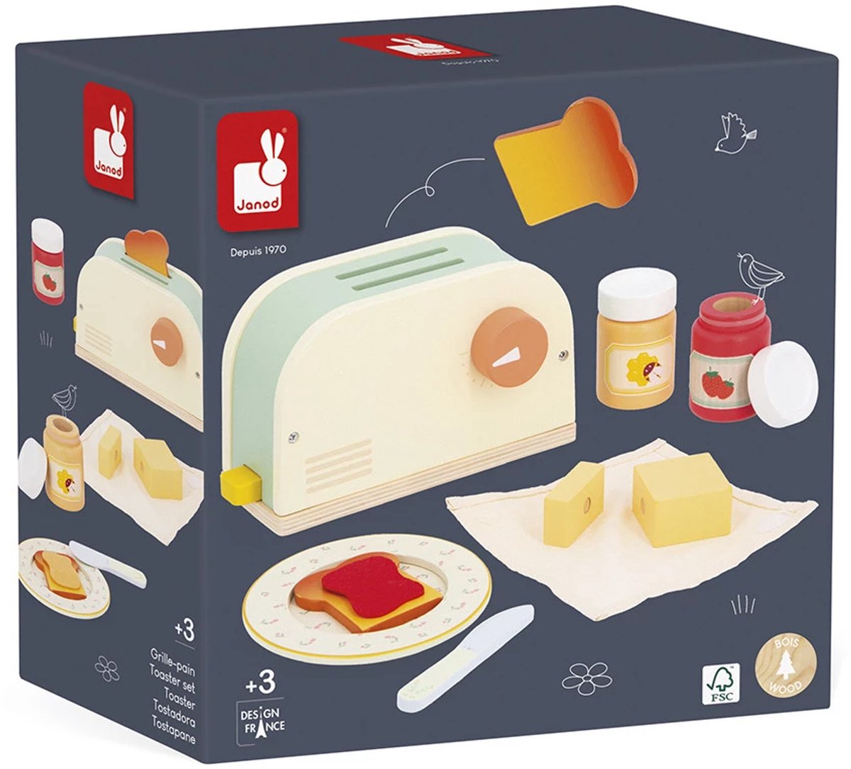   Shiny Grandma - Broodrooster Met 10 Accessoires - Houten Speelset - Om De Heerlijkste Ontbijtjes Te Maken - Geschikt Vanaf 3 Jaar