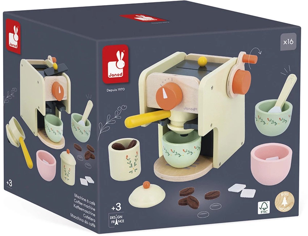   Shiny Grandma - Koffiemachine Met 5 Accessoires - Houten Speelset Om Een Echte Barista Te Worden! - Geschikt Vanaf 3 Jaar