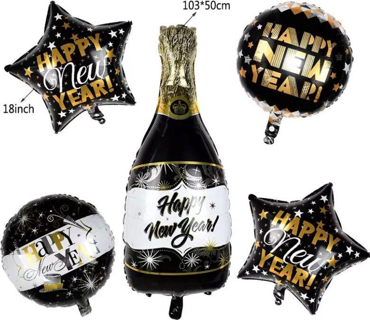 Ballonnen Nieuwjaar - Happy New Year - NY - Newyears eve - Oudjaar - Oud en Nieuw - Ballonnen - Feest - Party - Set - 2021 - Feest - Party