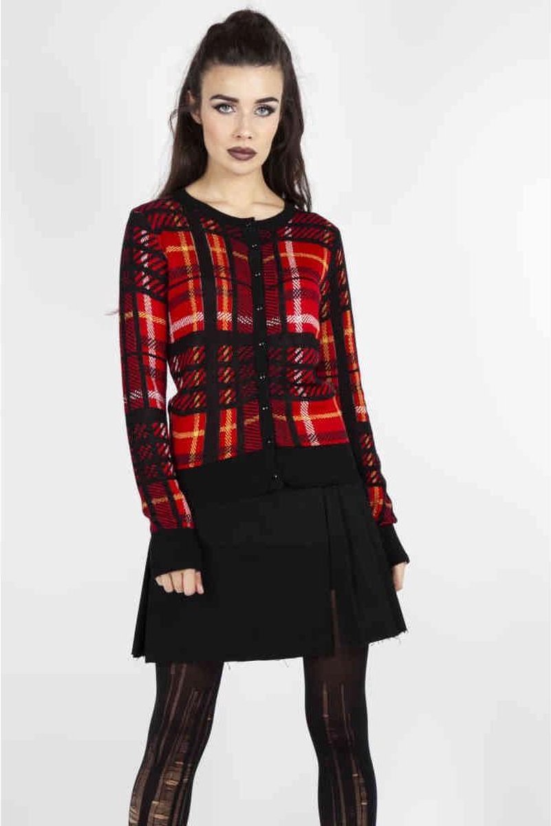 Jawbreaker Cardigan -M- Dont Cross Me Plaid Rood