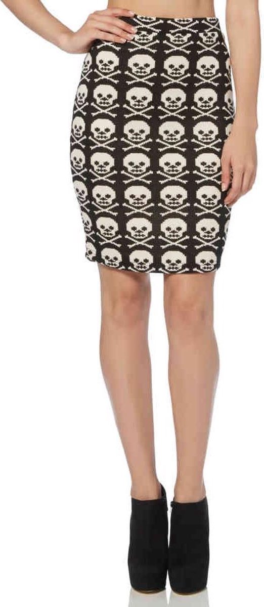 Jawbreaker Kokerrok -L- Skull Knit Zwart