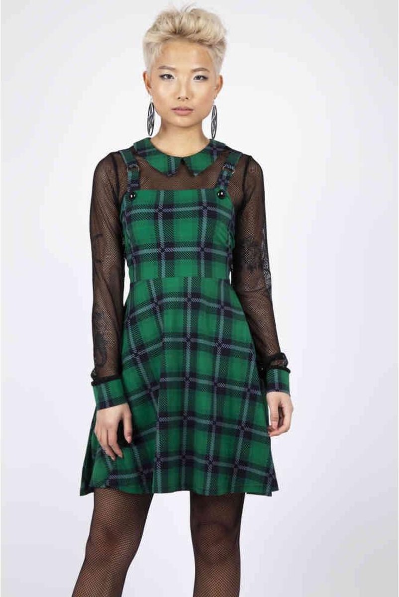 Jawbreaker Korte jurk -L- Round In Circles Plaid Groen