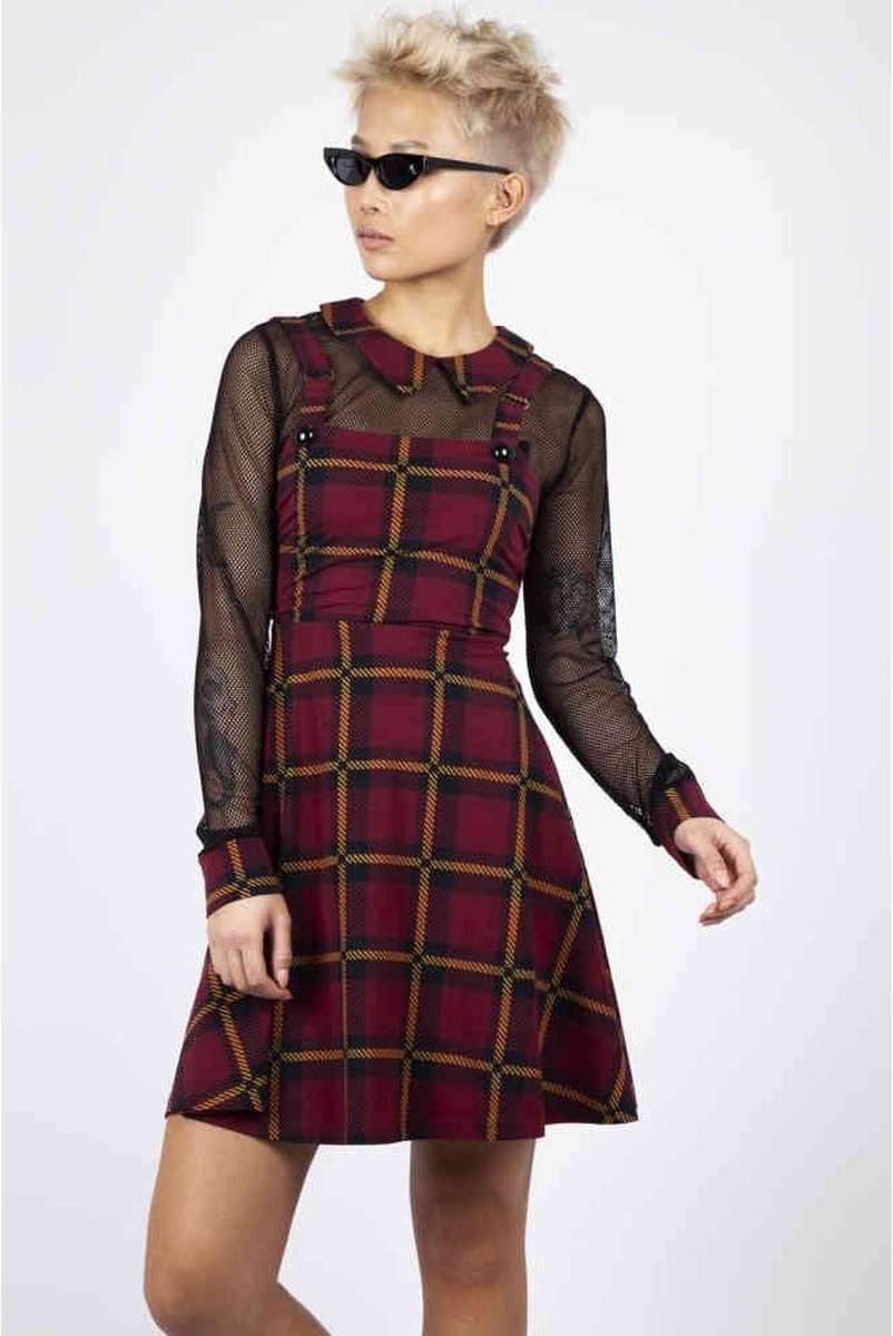 Jawbreaker Korte jurk -XS- Passionate By Nature Plaid Overall Bordeaux rood