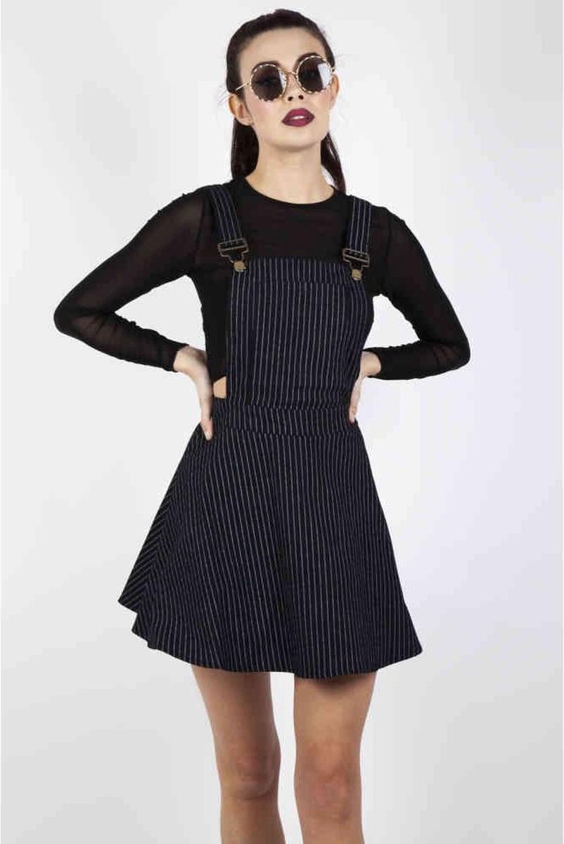 Jawbreaker Korte jurk -XXL- Over It All Pinstripe Overall Zwart