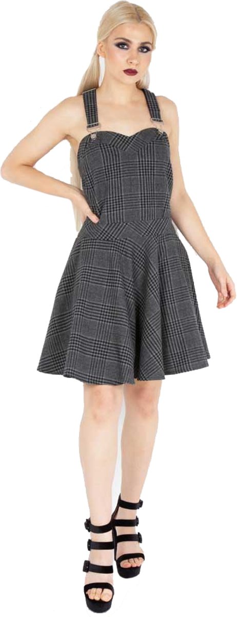 Jawbreaker Korte overal jurk -M- Miss morbid tartan overall Grijs