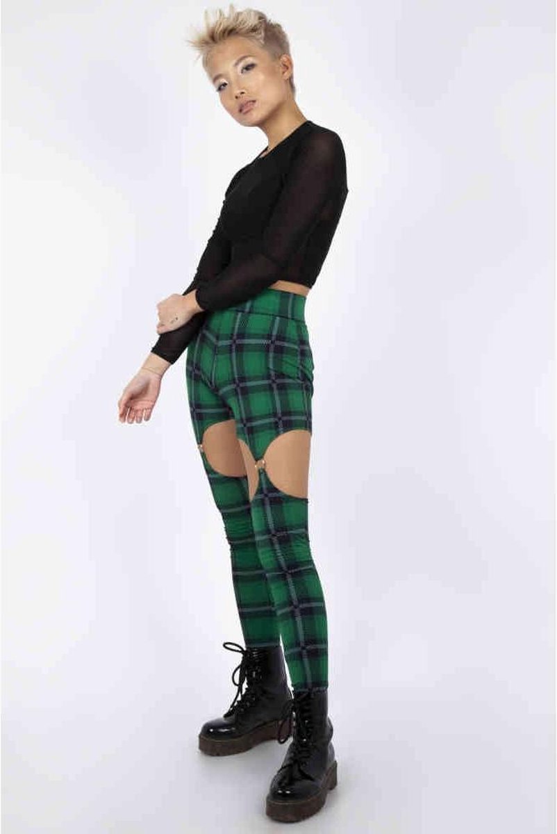 Jawbreaker Legging -XL- Round In Circles Plaid Harness Groen