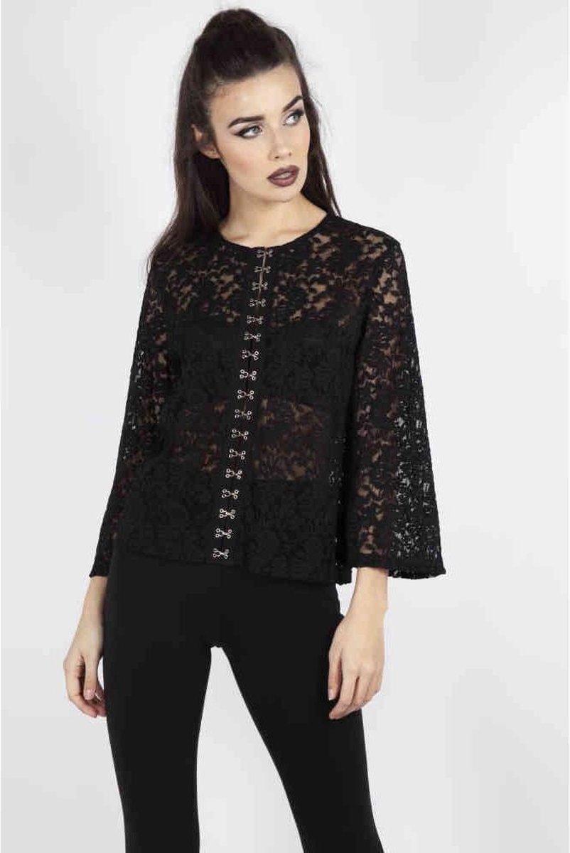 Jawbreaker Longsleeve top -XS- Ruffling Feathers Lace Zwart