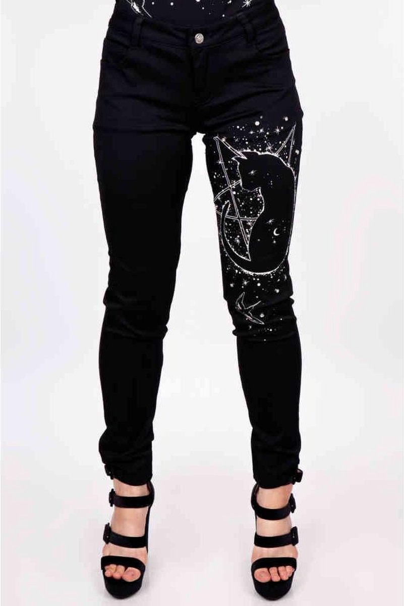 Jawbreaker Skinny fit broek -M- Galaxy Cat Zwart