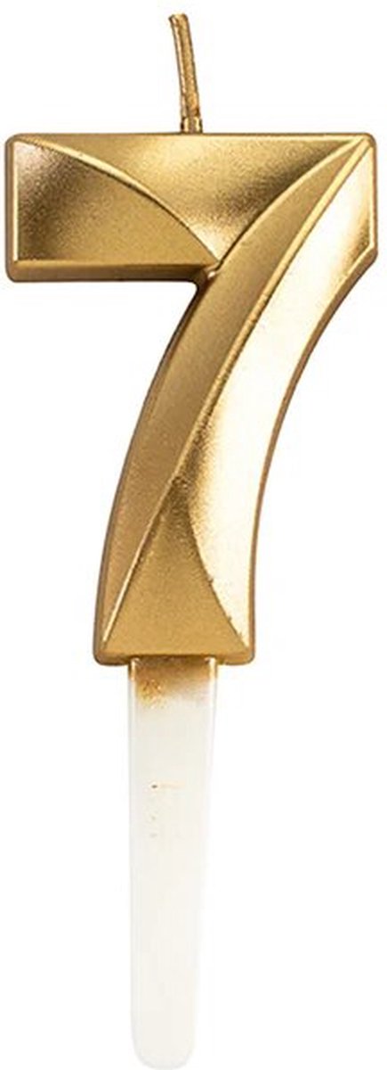 Cijferkaars Goud 7 Jaar - Kaars 7 Jaar - Kaars Cijfer 7 Cijfer Kaarsjes - Kaarsje 7 Jaar - Gouden Kaars Taart / Cupcake 7 Jaar - Voor leeftijd: 17 / 27 / 37 / 47 / 57 / 67 / 70 / 71 / 72 / 73 / 74 / 75 / 76 / 77 / 78 / 79 / 87 / 97 - Goud