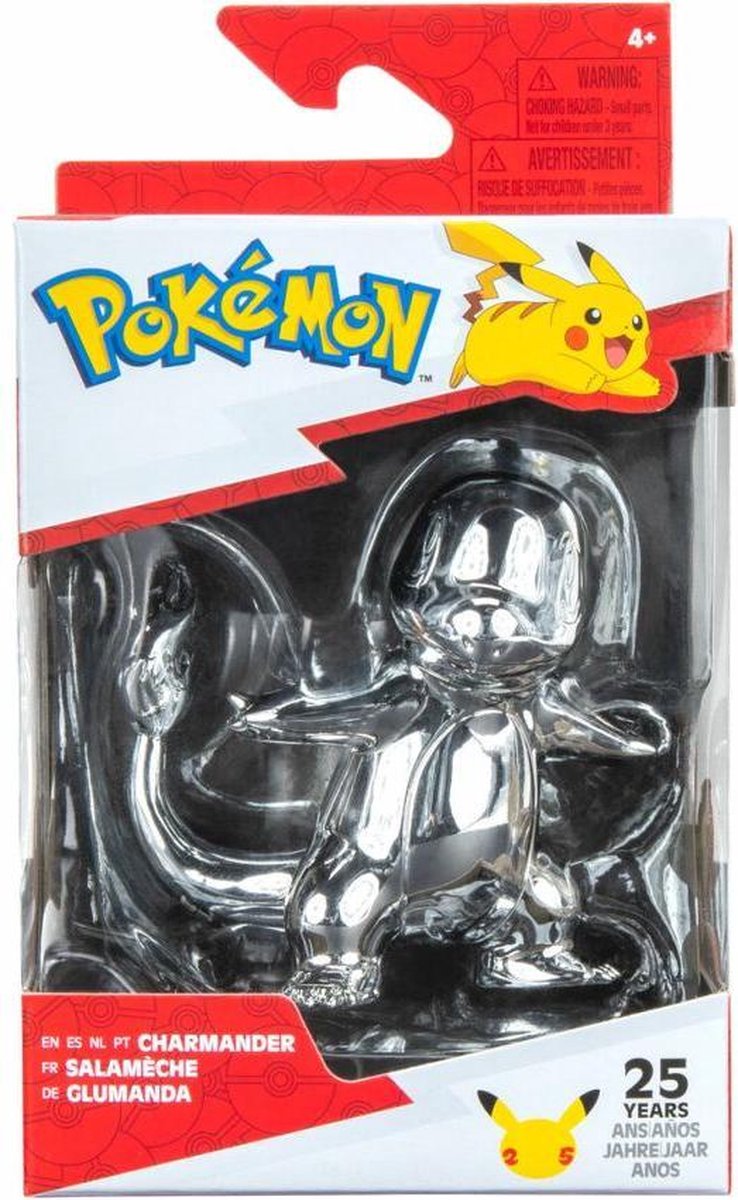 Pokemon - 25th Celebration 3 Inch Silver Charmander Figure MERCHANDISE