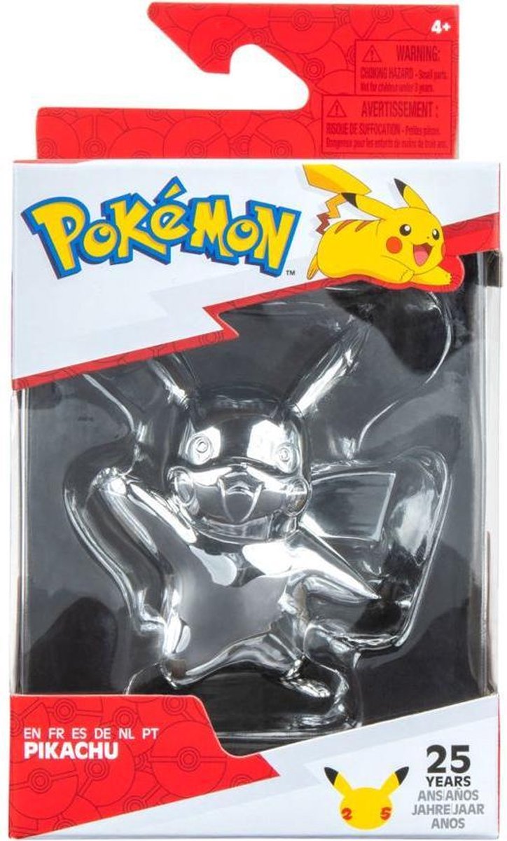 Pokemon - 25th Celebration 3 Inch Silver Pikachu Figure MERCHANDISE