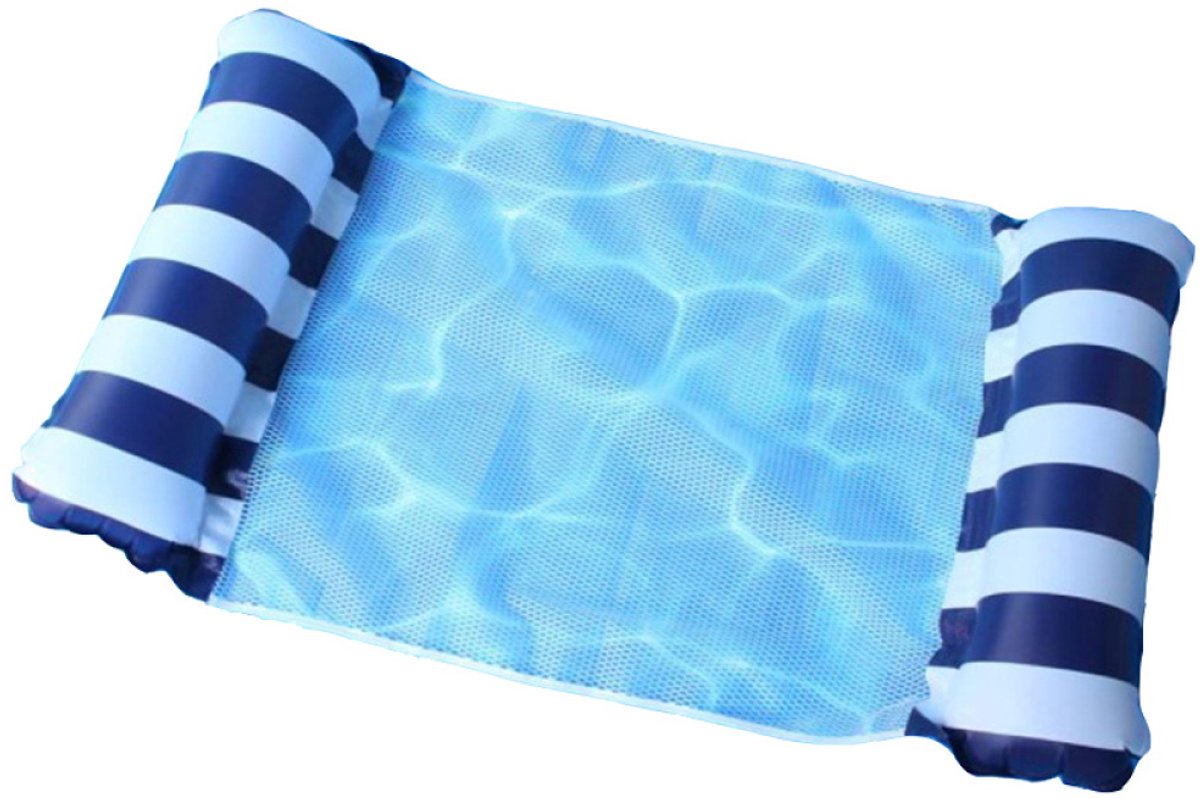 JeiibrZui Opblaasbare Hangmat Voor In Het Zwembad - Zwembadvlotten Voor Volwassenen - Vier-In-Één Ontwerp Als Hangmat, Ligstoel En Sportzadel - 1 Stuk - Voor Zwembaden+Blauw