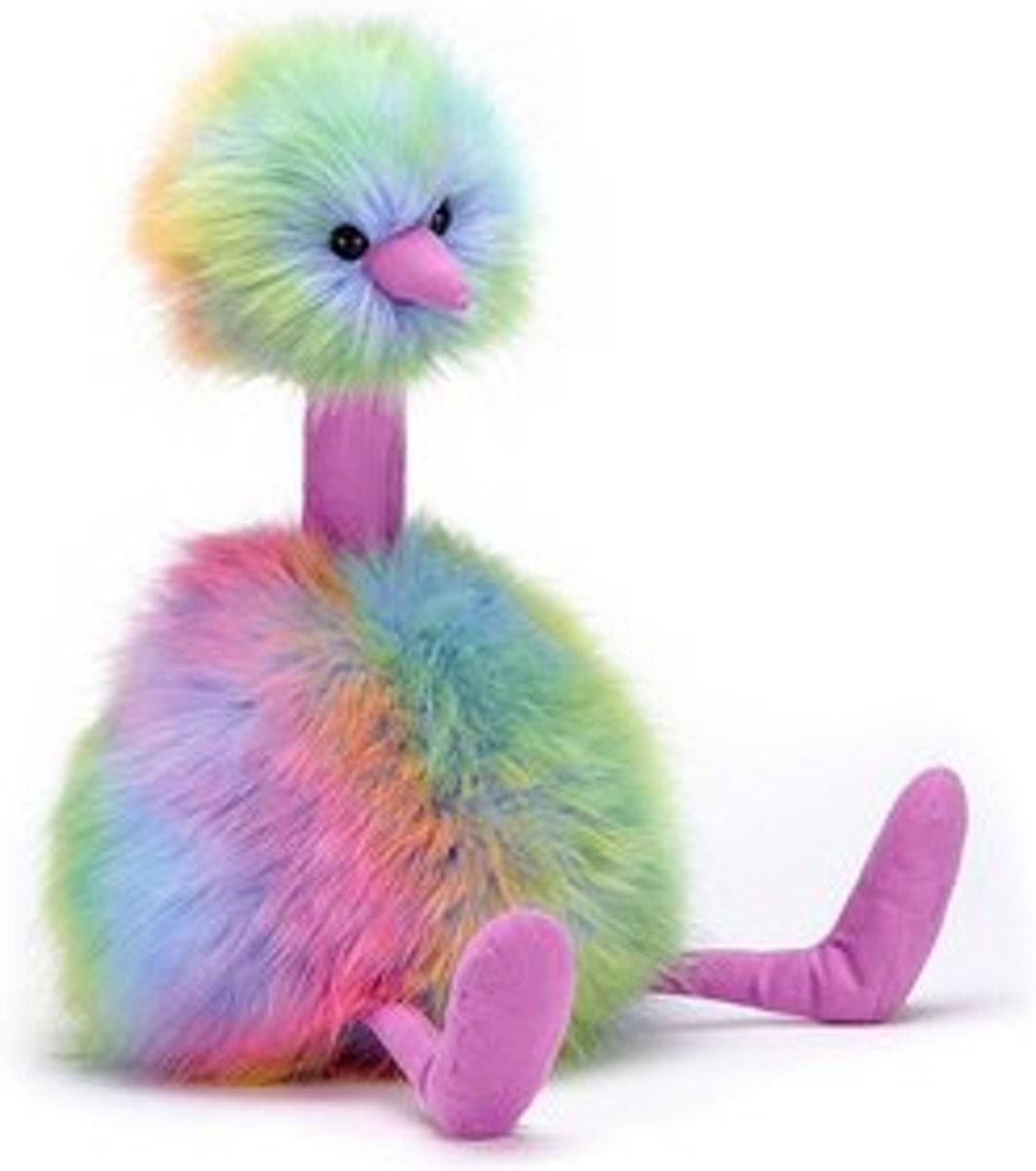 Jellycat Pompom Regenboog Middel - struisvogel knuffel