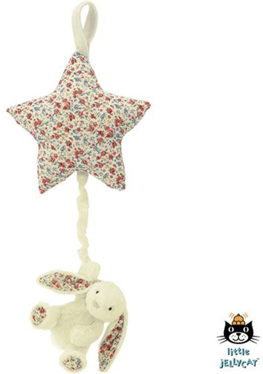 Jellycat muziekdoos konijn, Blossom Cream Bunny Star Musical Pull 28 cm