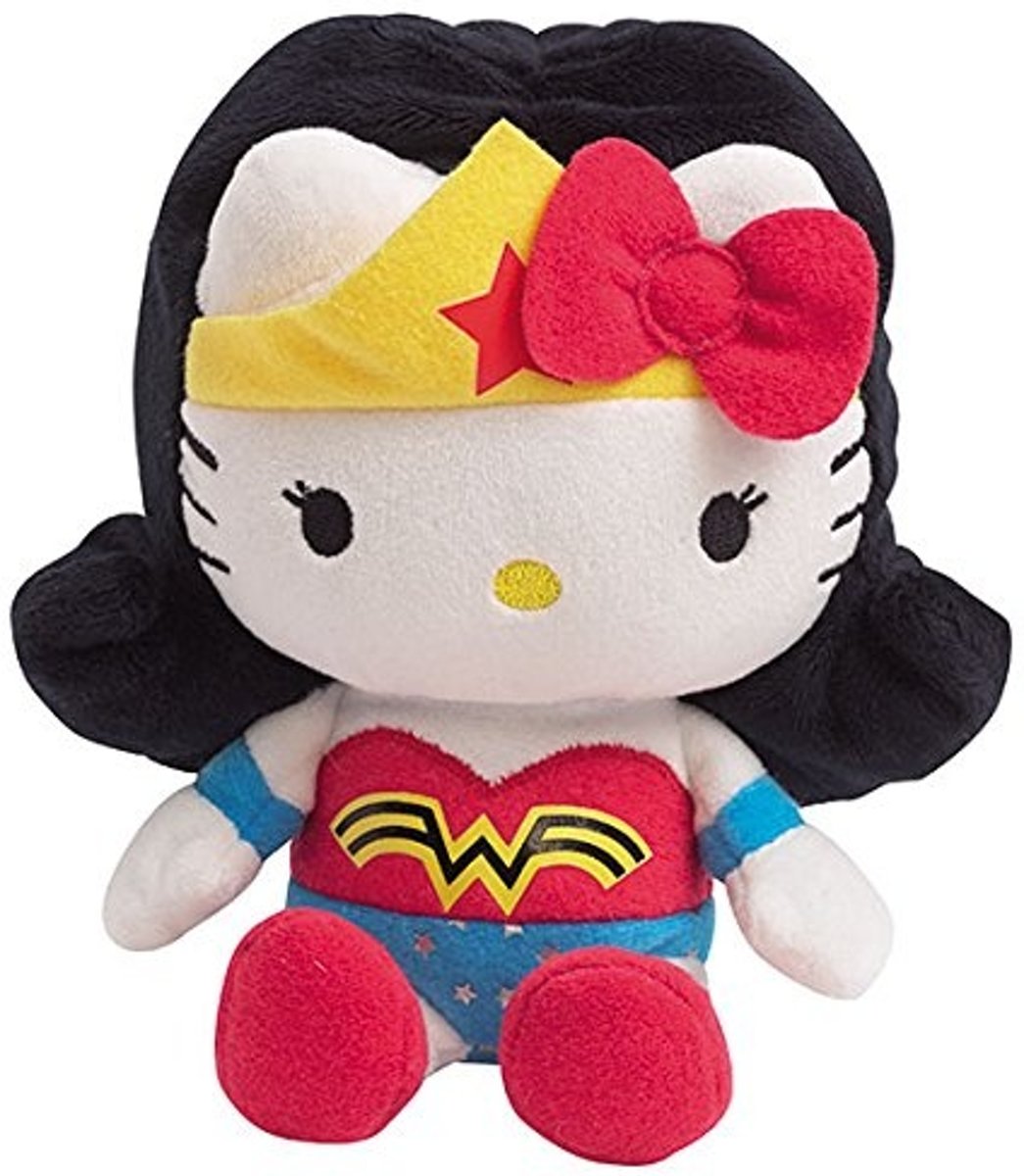 Jemini Hello Kitty Knuffel Wonder Woman Meisjes Zwart/wit 17 Cm