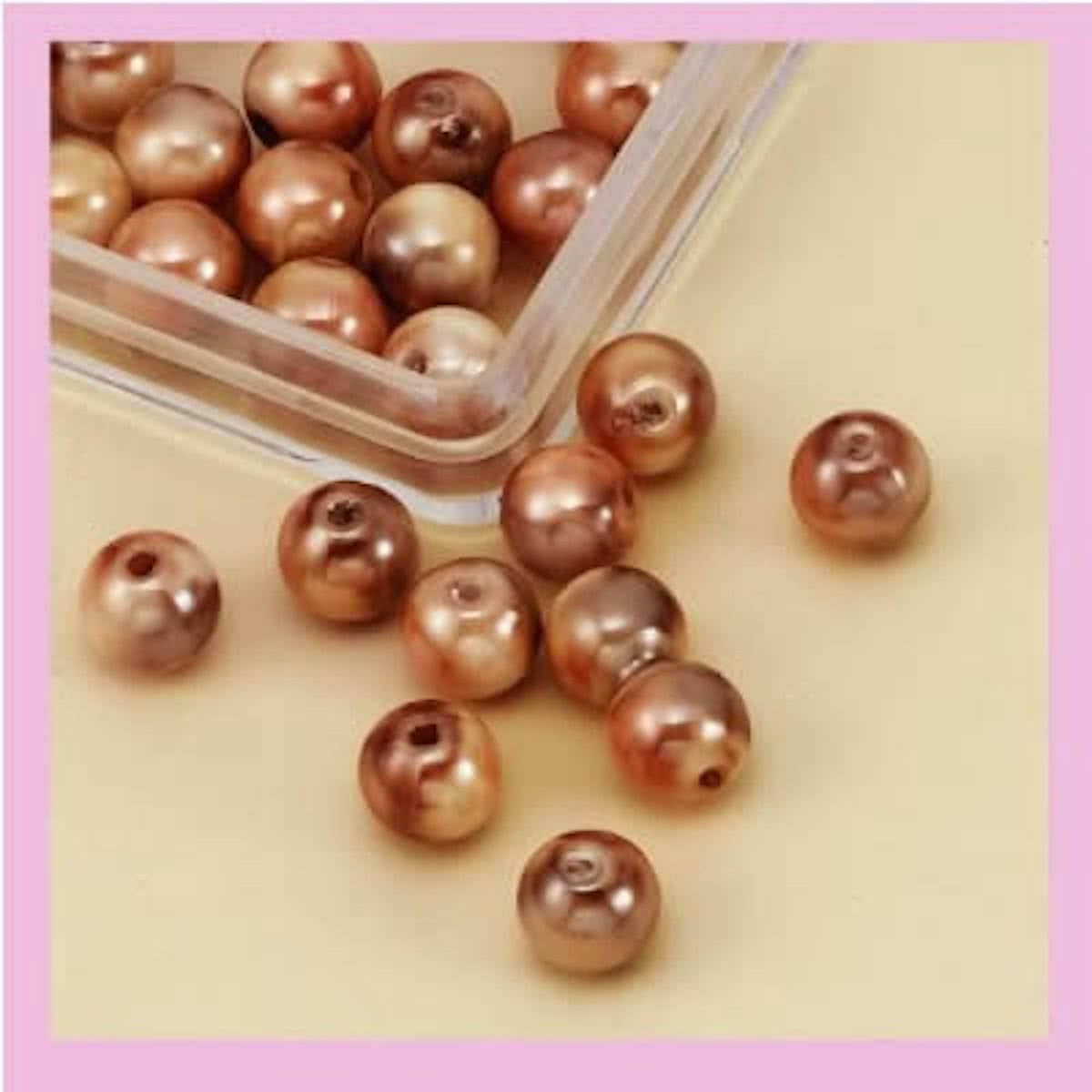 Oil Paint Beads rond 8 mm, 2 DOOSJES a 33 stuks, creme.