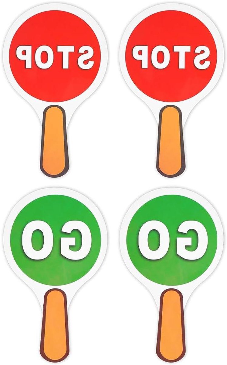 JHubers Goods - - Handheld Dubbelzijdige Stop En Ga Bord voor Verkeersborden - Set van 4 Stuks, PVC Waterdicht