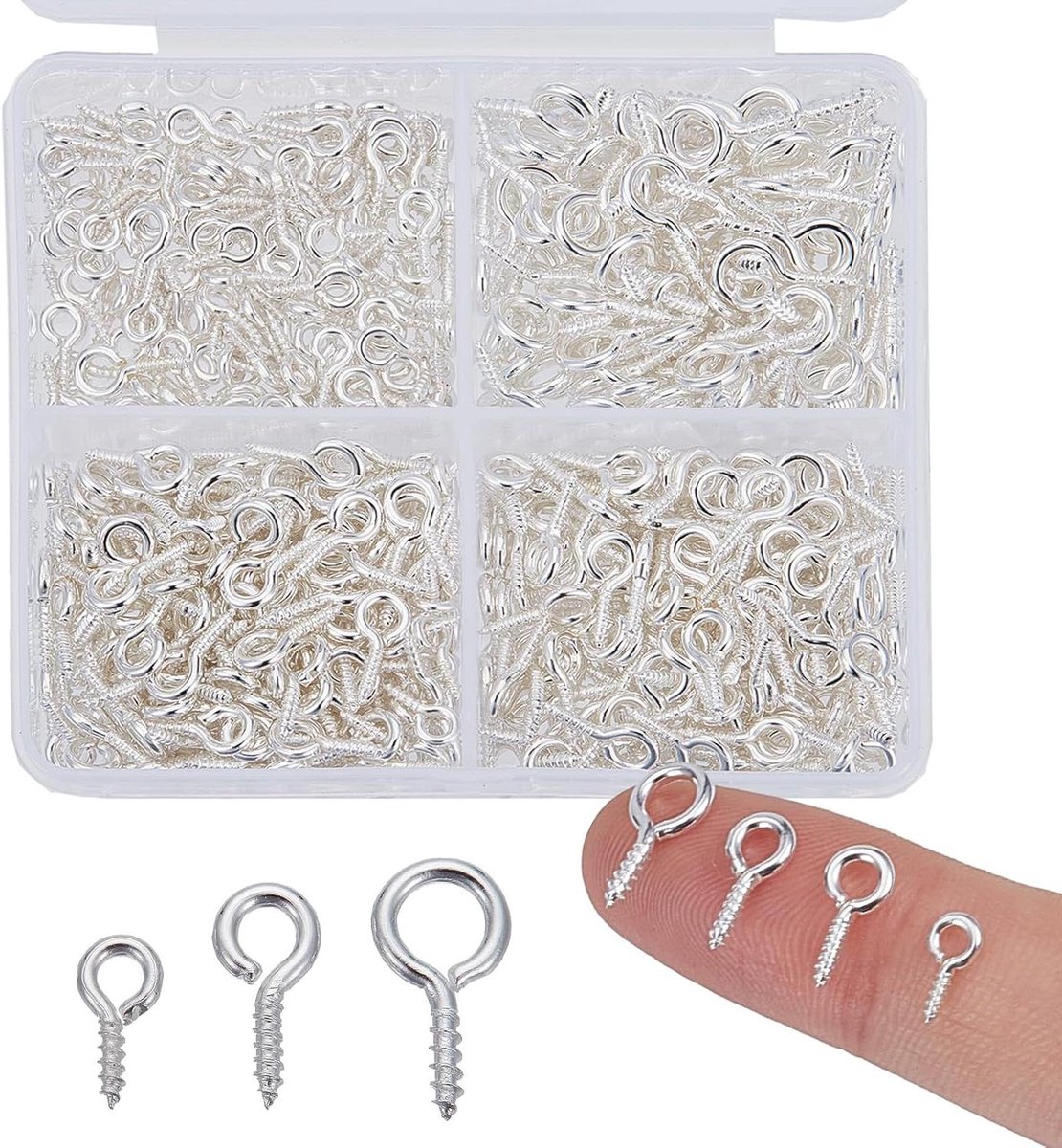 JHubers Goods - 600 stuks RVS mini schroef oog pinnen - Metaal pin voor sieraden maken - Haken oogschroeven