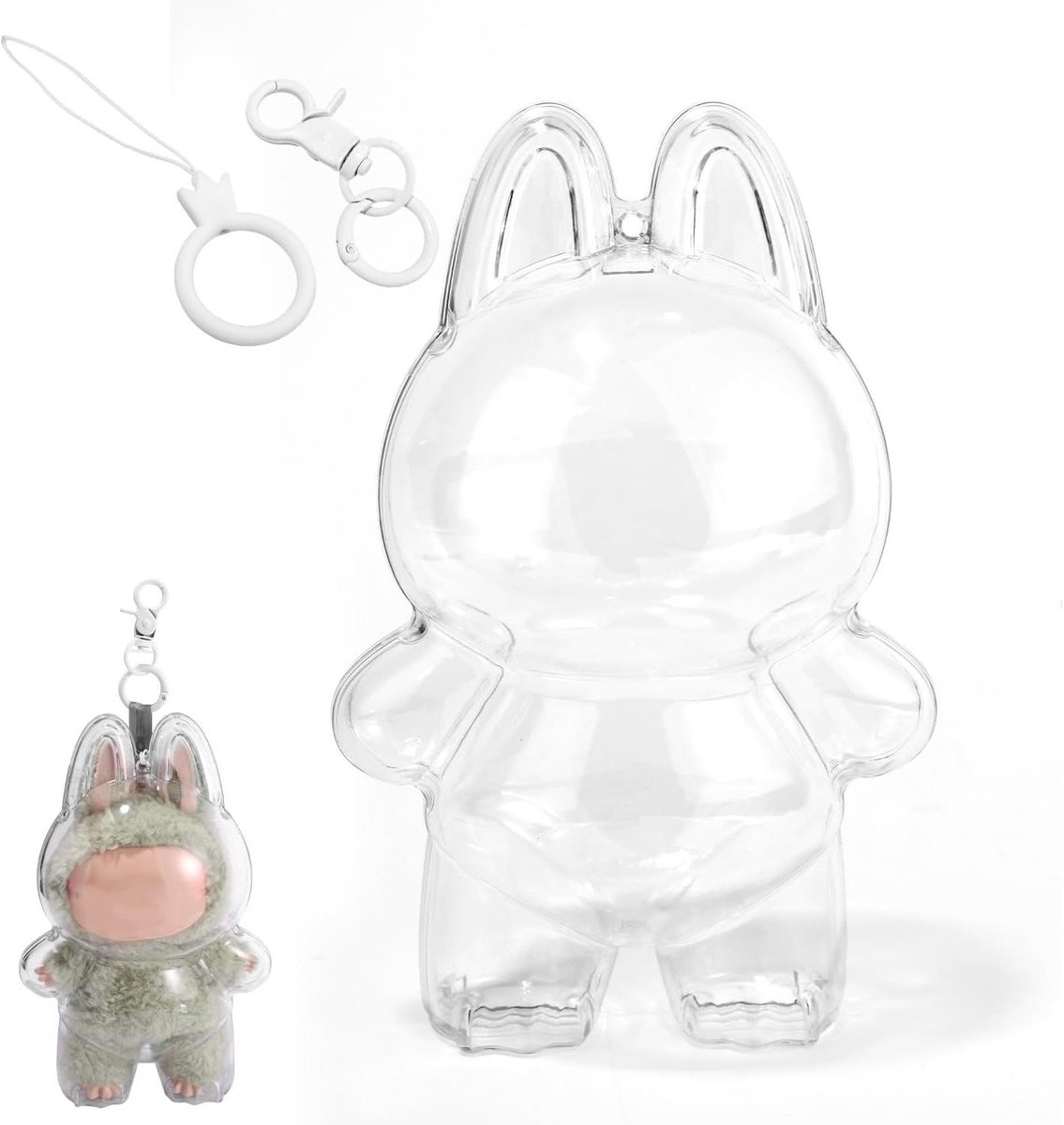 JHubers Goods - Beschermhoes voor Staande Poppen - Transparante Displaydoos met Sleutelhanger en Lanyard - Opbergzak voor 17cm Figuren voor Fans en Verzamelaars