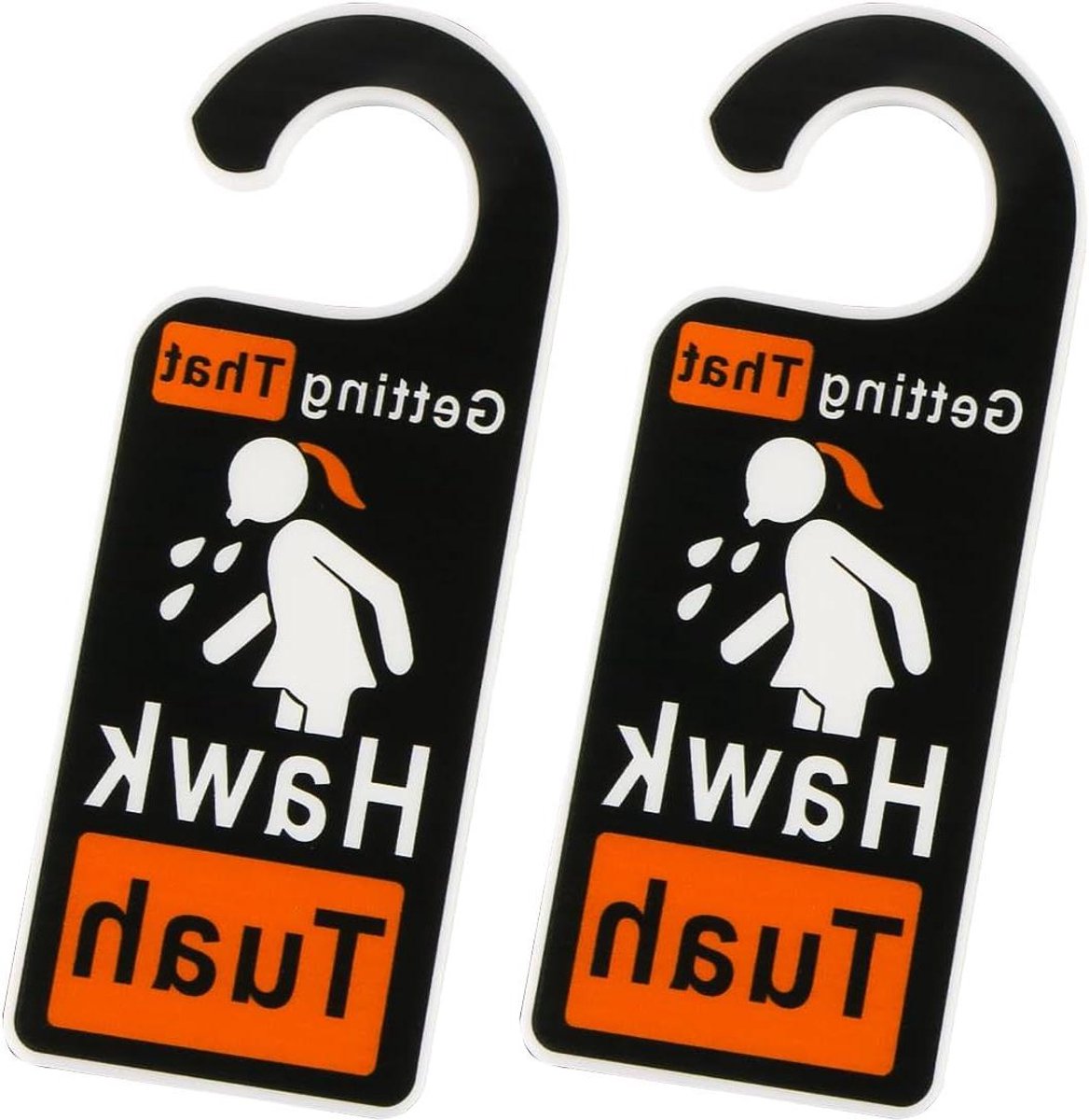 JHubers Goods - Deurhanger Set van 2 - Grappige Spuug Op Deur Tags - Zwarte Deurhangers - Thuiskantoor Decoratie.