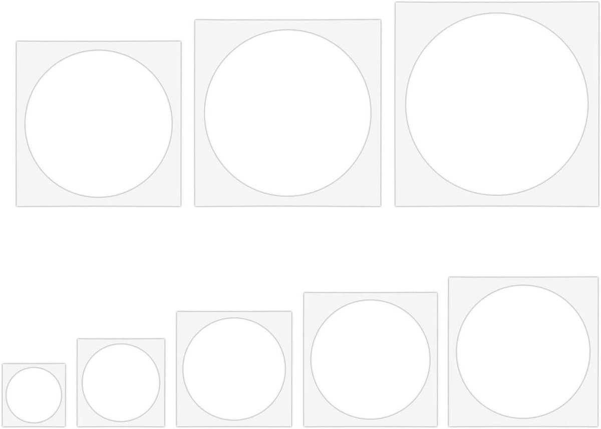 JHubers Goods - Grote Cirkel Stencils Set voor Tekenen en Woondecoratie - Herbruikbare Sjablonen van Plastic - 16 Stuks - 6-25 cm Diameter - Geschikt voor Muren, Papier, Hout - Kunstprojecten - 8 Verschillende Maten