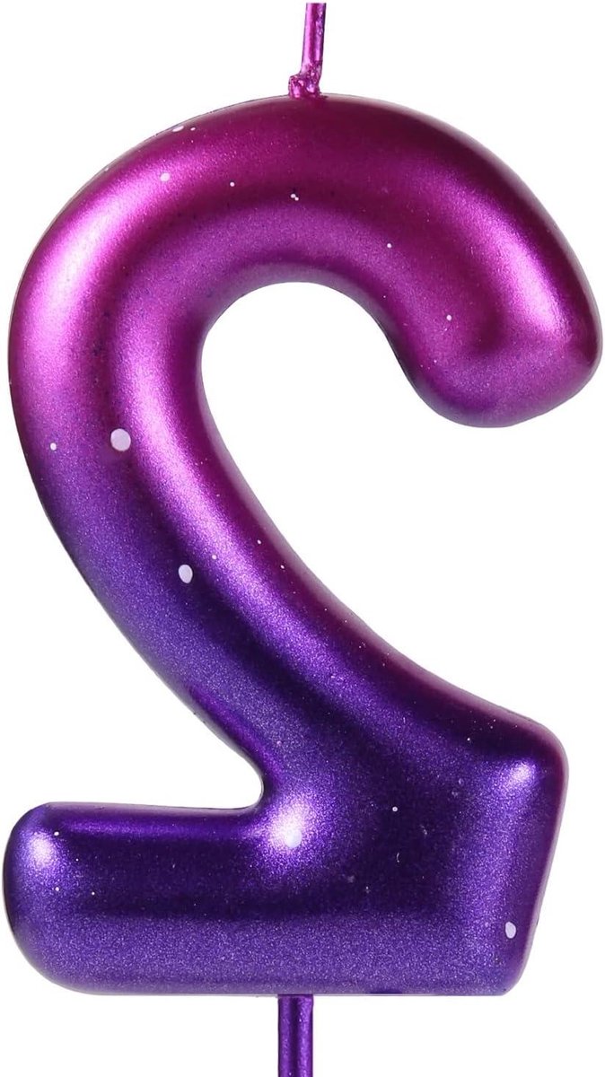 JHubers Goods - Paarse en Blauwe Cijferkaars van 2,36 inch voor Zeemeermin-Themafeest - Verjaardagskaarsen met Heelal Overgangskleur - Decoratieve Was Taart Toppers voor Verjaardag Huwelijksverjaardag