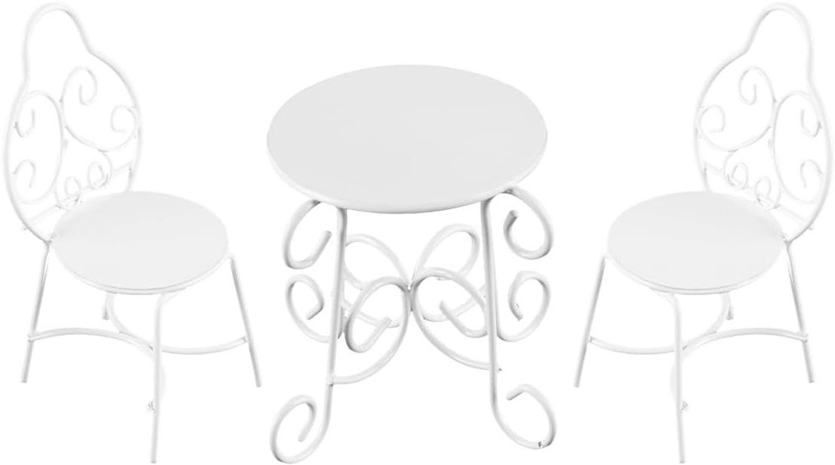 JHubers Goods - Poppenhuis Tuintafel en Stoelset voor Fairy Garden - Miniaturen Meubels - Decoratieve Accessoires