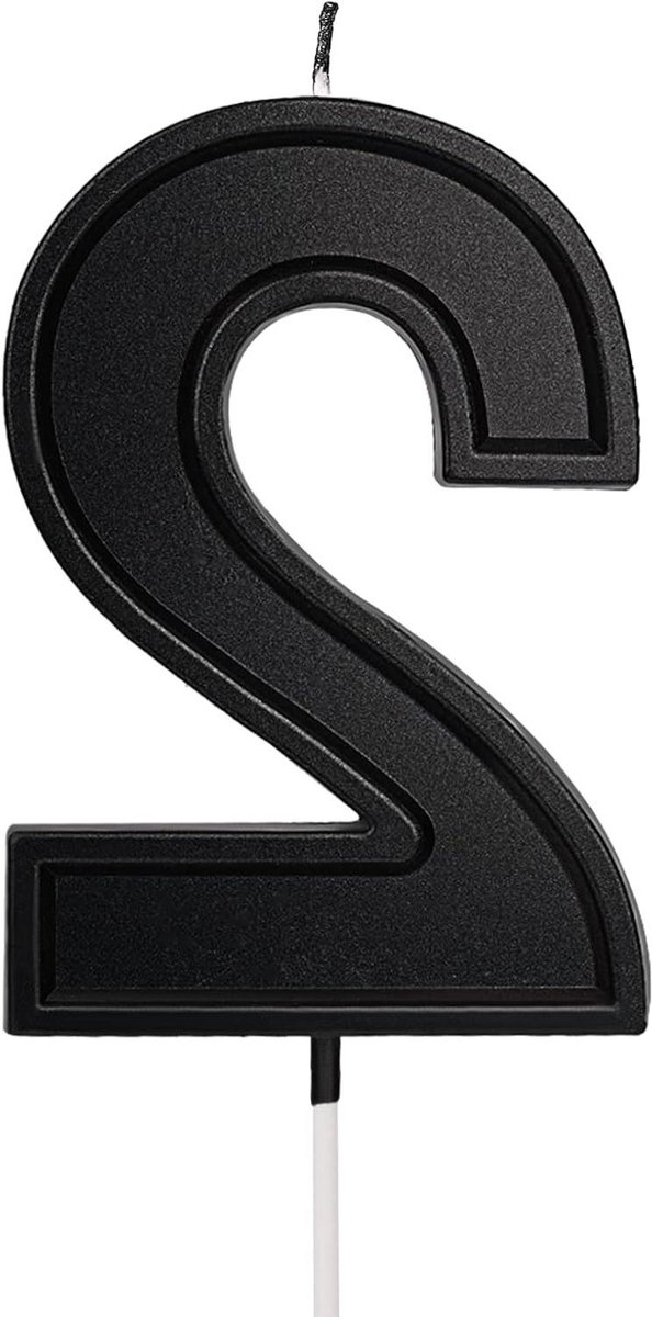 JHubers Goods - Verjaardagskaarsen Nummer zwart, Branden Cijferkaarsen - Voor Bruiloft en Feest - Kinderen en Volwassenen - Nummer 2