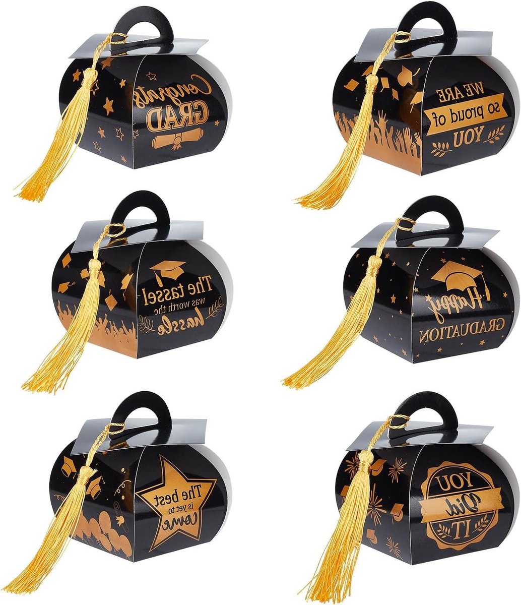 JHubers Goods - Zwarte kurkendoosjes met goudkleurige pompon voor afstudeerfeest - Set van 30 stuks