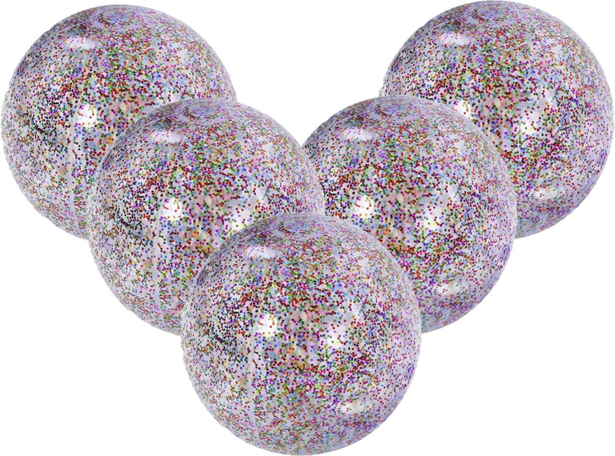 5x stuks opblaasbare zwembad confetti strandballen met diameter 50 cm - Zwembad speelgoed