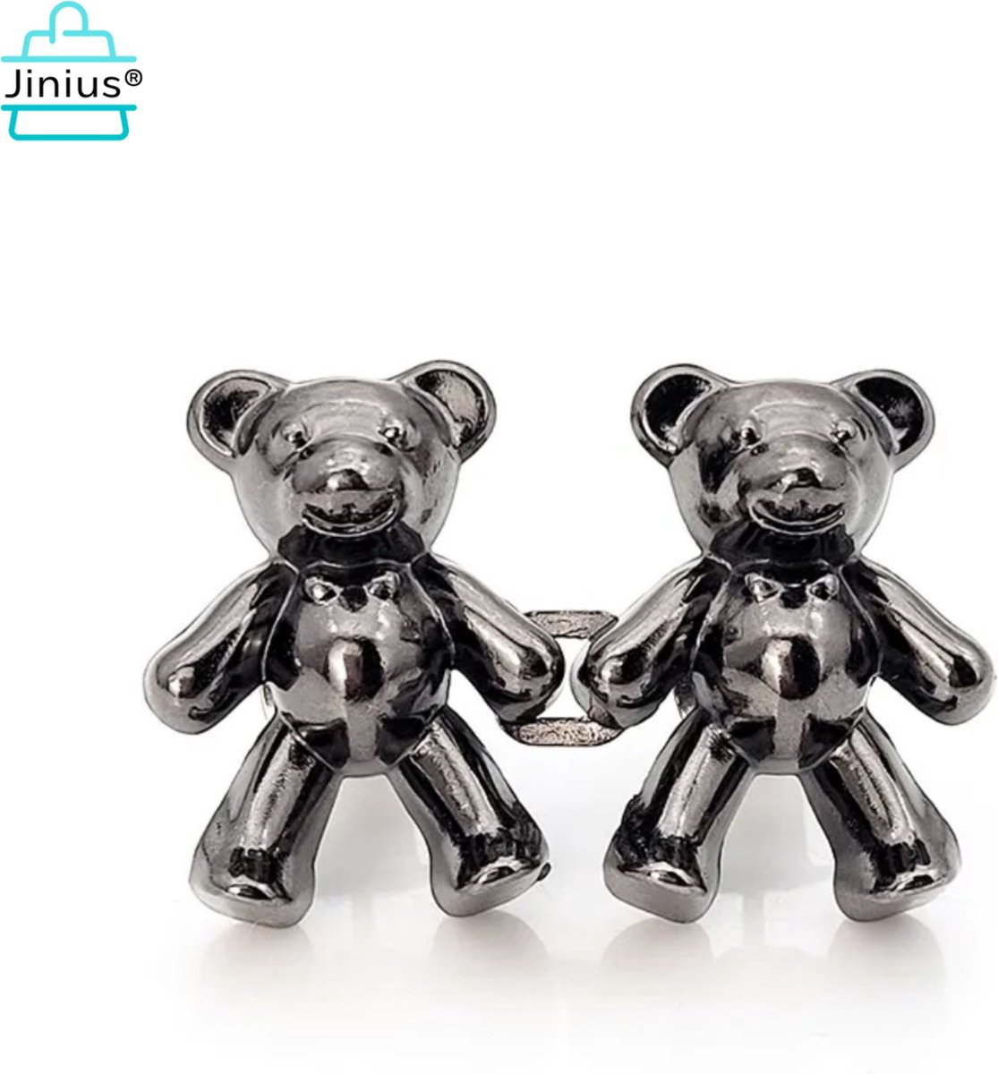 Jinius ® - Jeans Button Pins - Zwart - Spijkerbroek knoop - Spijkerbroek Verkleinen - 2 stuks - Bear Button - Verstelbare Knoop - Knoop Zonder Naaien - Herbruikbaar