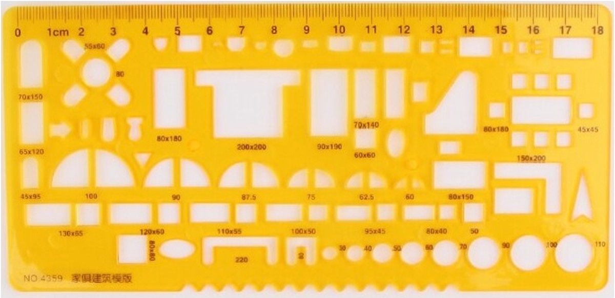 Architect Meubel ontwerpsjabloon - Tekenhulpmiddel voor Architecten soft plastic – Template Architect combisjabloon