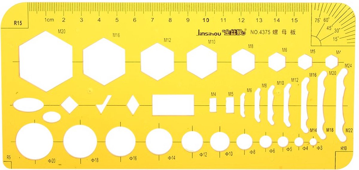 Tekensjabloon Tekenhulpmiddel – Liniaal Sjabloon soft plastic – cirkelsjabloon Zeshoek Sjabloon Grafisch ontwerp