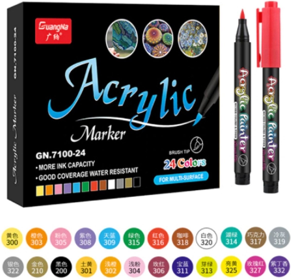 Acryl stiften set 24 kleuren