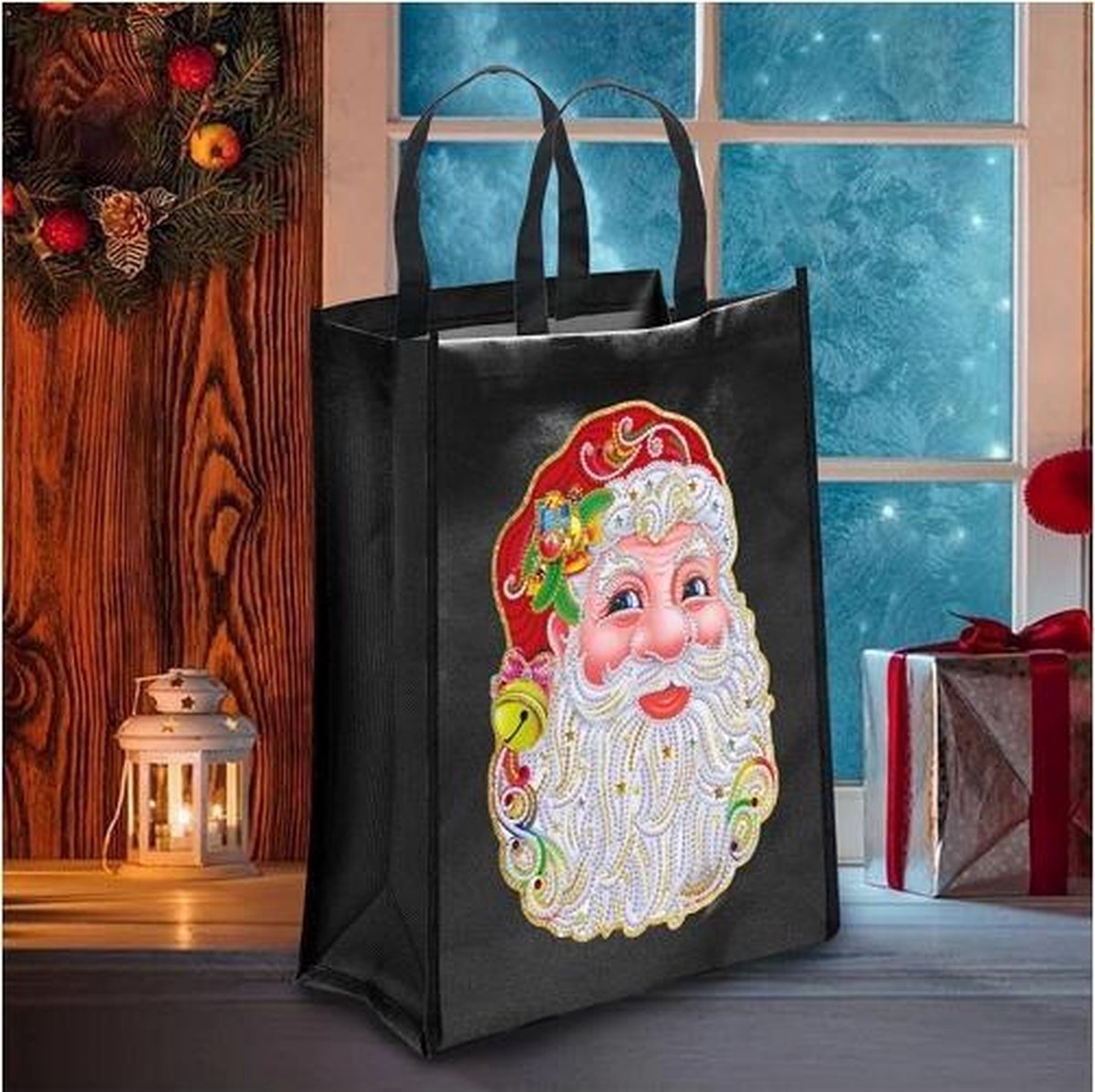 Diamond Painting Boodschappen Tas Kerst 01 (Kerstman / 30x35cm)